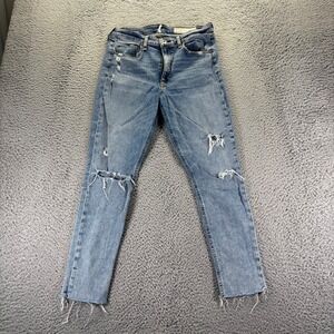 Rag & Bone Jeans Women 30 Blue Nina High Rise Ankle Skinny Distressed Stretch